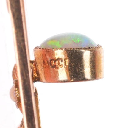 Antique 9 ct 9k gold opal/seed pearl pendant/necklace