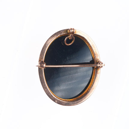 Antique 14k yellow gold hardstone cameo onyx Hermes/Mercury pendant/pin brooch