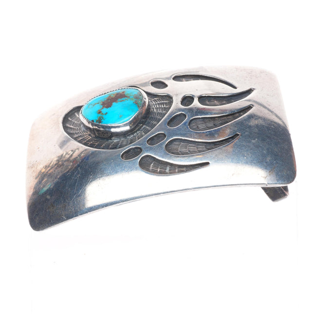 vintage Watson Honanie Hopi turquoise bear paw sterling silver belt buckle