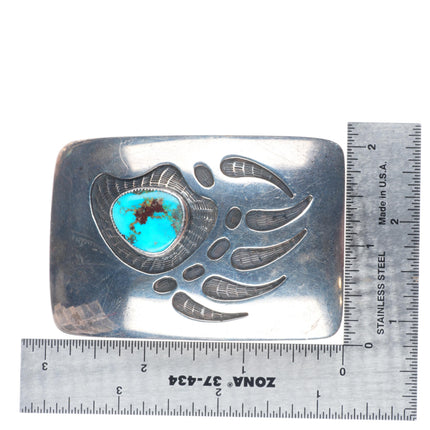 vintage Watson Honanie Hopi turquoise bear paw sterling silver belt buckle