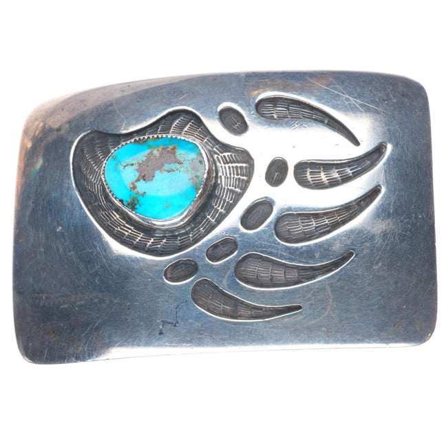 vintage Watson Honanie Hopi turquoise bear paw sterling silver belt buckle