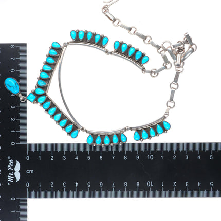 David & Alice Lister Navajo sterling silver turquoise petit point necklace