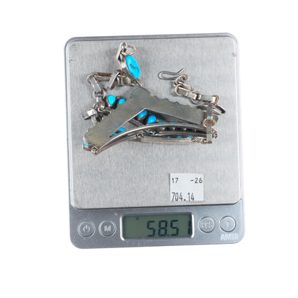David & Alice Lister Navajo sterling silver turquoise petit point necklace