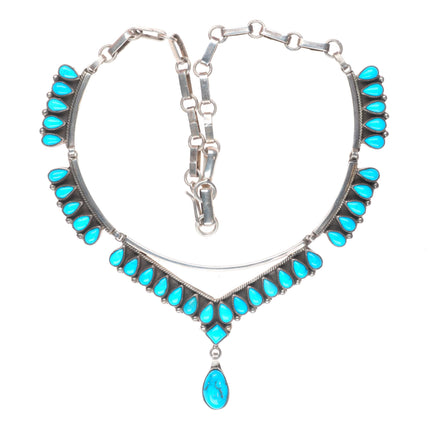 David & Alice Lister Navajo sterling silver turquoise petit point necklace