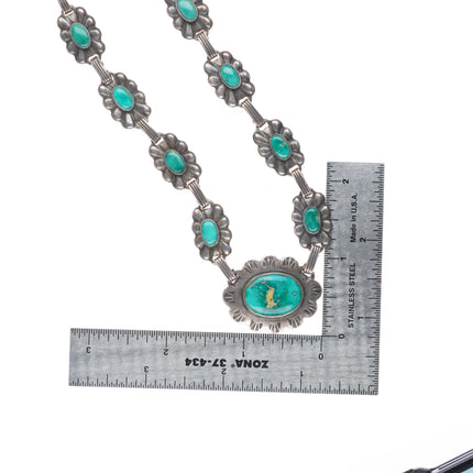40's-50's vintage Fred Harvey era sterling silver concho necklace nice turquoise