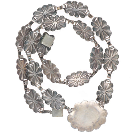 40's-50's vintage Fred Harvey era sterling silver concho necklace nice turquoise