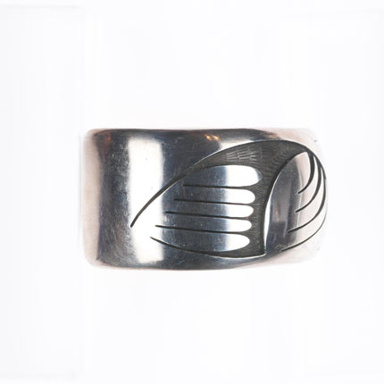6.3" Robert Lomadapki Hopi Overlay cuff bracelet sterling silver