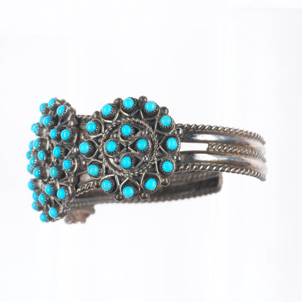 6.1" vintage Wayne Johnson Sr. Sterling silver Snake eye turquoise cuff bracelet