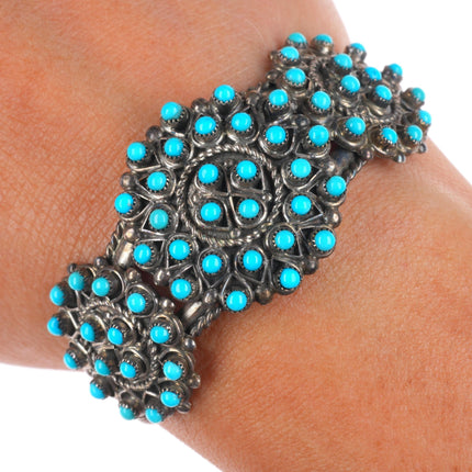 6.1" vintage Wayne Johnson Sr. Sterling silver Snake eye turquoise cuff bracelet