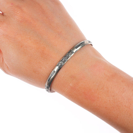 6.5" Antique Navajo ingot silver Butterfly/Arrow stamped cuff bracelet