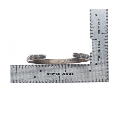 6.5" Antique Navajo ingot silver Butterfly/Arrow stamped cuff bracelet
