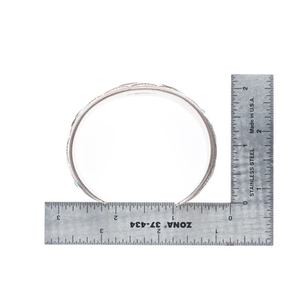 6.75" Spencer Navajo sterling silver bear paw shadowbox turquoise cuff bracelet