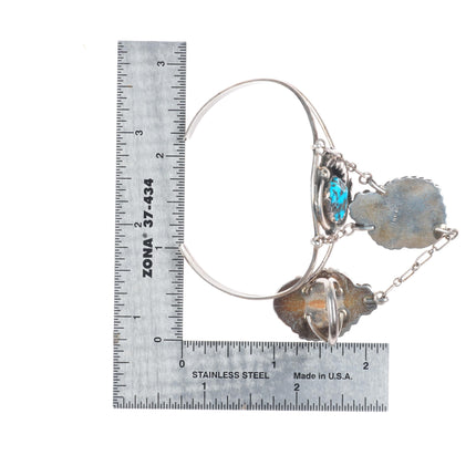 6.4" cuff bracelet sz6 Ring Navajo sterling/turquoise slave bracelet set