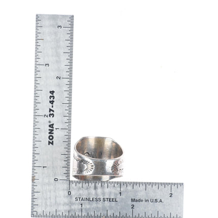 sz12 Vintage Navajo sterling silver green turquoise men's ring stamped shank