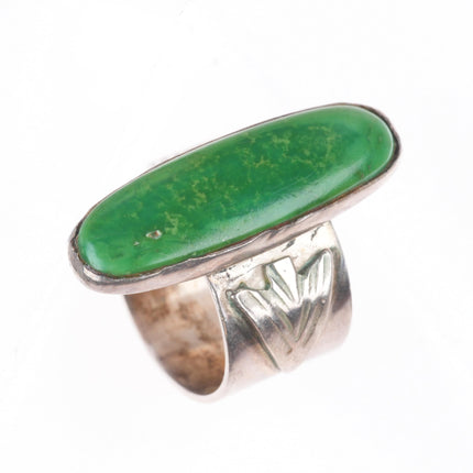 sz5 Vintage 40's-50's Navajo sterling silver Cerrillos turquoise arrowhead ring