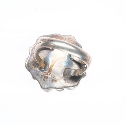 sz8.5 vintage Navajo Blue Gem turquoise cluster sterling silver ring