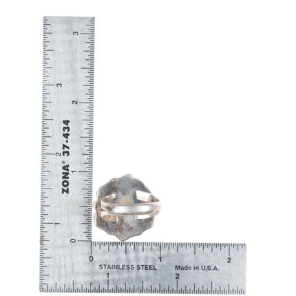 sz8.5 vintage Navajo Blue Gem turquoise cluster sterling silver ring