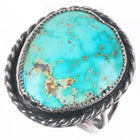 sz7.5 40's-50's Navajo sterling silver rope bezel ring with nice turquoise