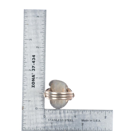 sz10.5 JS Native American sterling silver branch coral ring feather accents