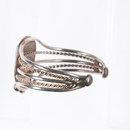 6.1" Vintage Navajo lt blue turquoise mid century sterling silver cuff bracelet