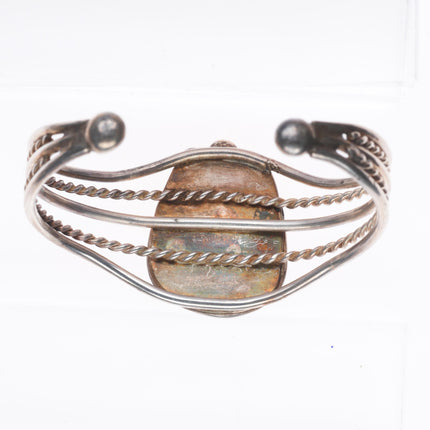 6.1" Vintage Navajo lt blue turquoise mid century sterling silver cuff bracelet