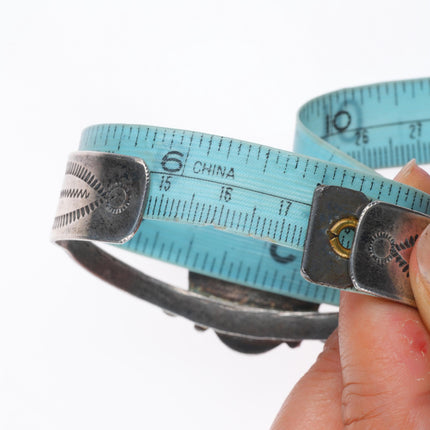 sz8 ring 6.8" c1940 Navajo sterling silver petrified wood cuff bracelet set