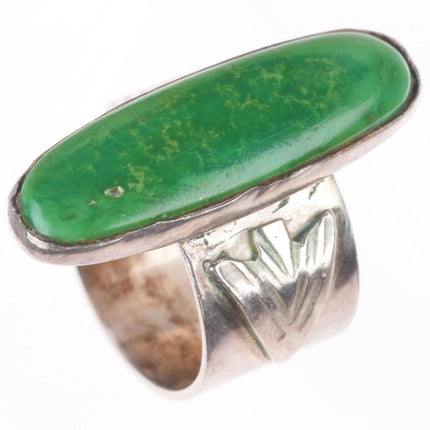 sz5 Vintage 40's-50's Navajo sterling silver Cerrillos turquoise arrowhead ring