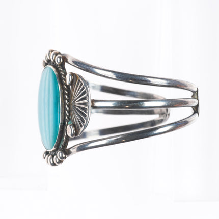 6.3" 40's-50's Navajo Gem Silica sterling silver vintage cuff bracelet