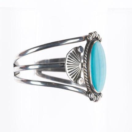 6.3" 40's-50's Navajo Gem Silica sterling silver vintage cuff bracelet