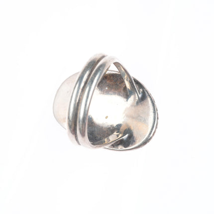 sz9 c1960's vintage Navajo sterling silver spiderweb turquoise rope edge ring