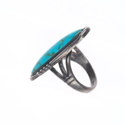 sz6.5 vintage 50's-60's Navajo sterling silver spiderweb turquoise long ring