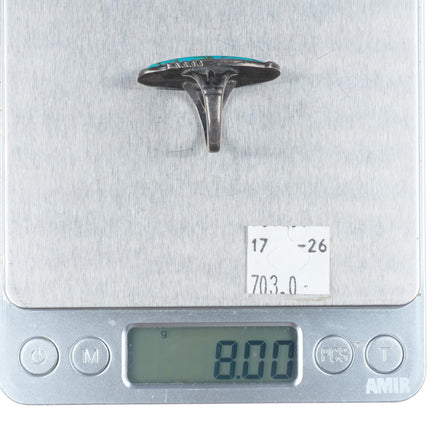 sz6.5 vintage 50's-60's Navajo sterling silver spiderweb turquoise long ring