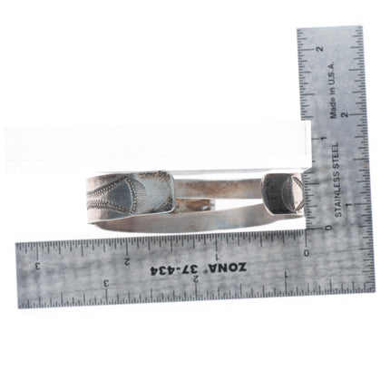 6.3" 1940's Vintage Navajo hand stamped sterling silver cuff bracelet turquoise
