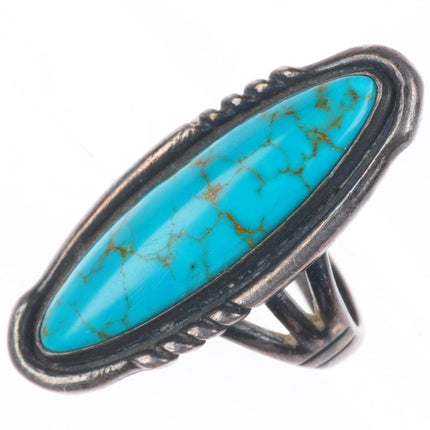 sz6.5 vintage 50's-60's Navajo sterling silver spiderweb turquoise long ring