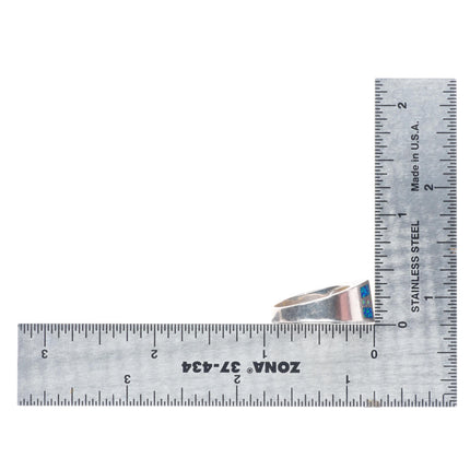 sz7 Fernando Benally Navajo sterling silver lab opal inlay ring