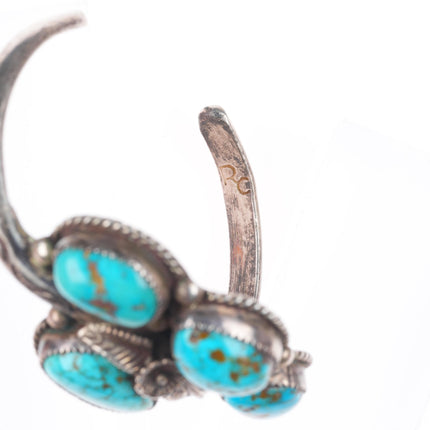 5.8" Vintage Navajo sterling silver high grade turquoise stamped cuff bracelet