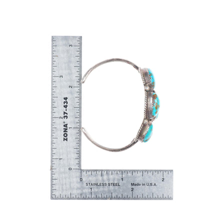5.8" Vintage Navajo sterling silver high grade turquoise stamped cuff bracelet