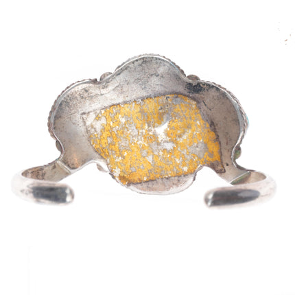 5.8" Vintage Navajo sterling silver high grade turquoise stamped cuff bracelet