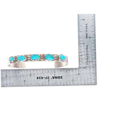 6:-6.5" Vintage Zuni sterling silver snake eye turquoise row cuff bracelet lot