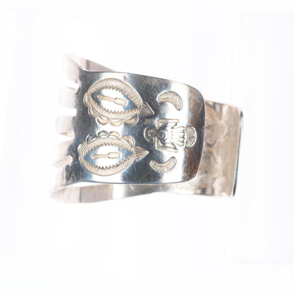 6.75" Art Lewis Choctaw sterling silver cuff bracelet thunderbirds/arrows
