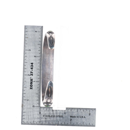 6.85" c1930's Vintage Navajo ingot silver green turquoise row cuff bracelet