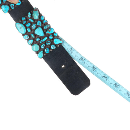 33" Vintage Navajo sterling silver turquoise nugget cluster concho belt