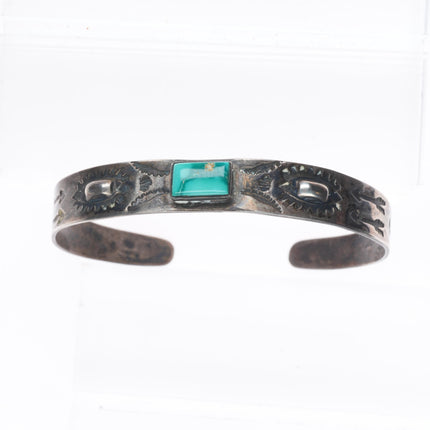 6.6" Vintage Navajo/Fred Harvey sterling silver cuff bracelet w/nice turquoise