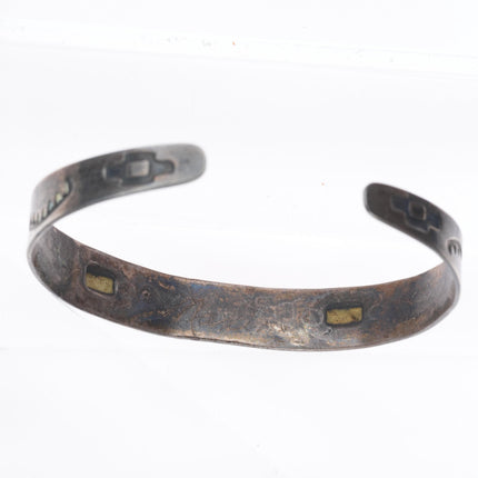 6.6" Vintage Navajo/Fred Harvey sterling silver cuff bracelet w/nice turquoise