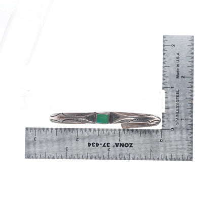 6.3" Antique Navajo ingot silver Cerrillos turquoise carinated cuff bracelet