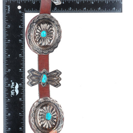 41" Vintage Navajo sterling silver with turquoise butterfly concho belt