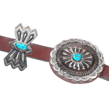 41" Vintage Navajo sterling silver with turquoise butterfly concho belt
