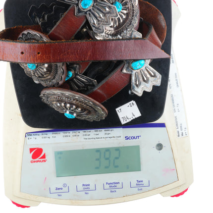 41" Vintage Navajo sterling silver with turquoise butterfly concho belt