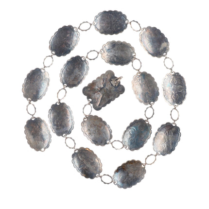 30.5" c1940's Vintage Navajo/Fred Harvey era sterling silver stamped concho belt