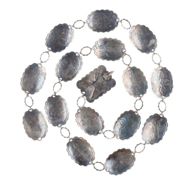 30.5" c1940's Vintage Navajo/Fred Harvey era sterling silver stamped concho belt